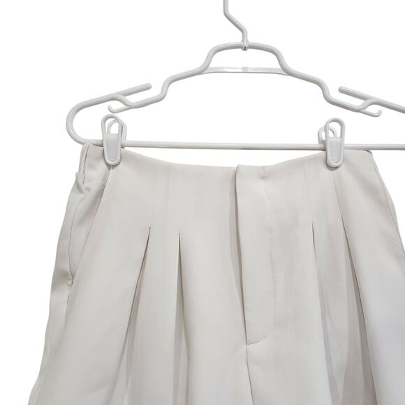 Promesa Pleated Trouser Shorts High Rise Elastic Waist Wide Leg White Medium - Picture 3 of 9